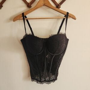 Victorias Secret Corset Padded Lace Hook And Eye Black XL